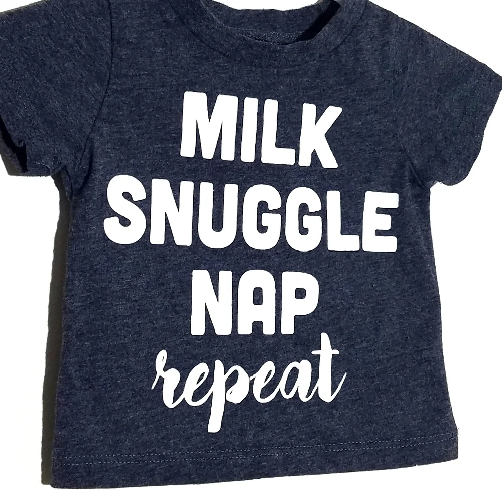 Emily Oliver Milk Snuggle Nap Repeat Shirt 0-3m S